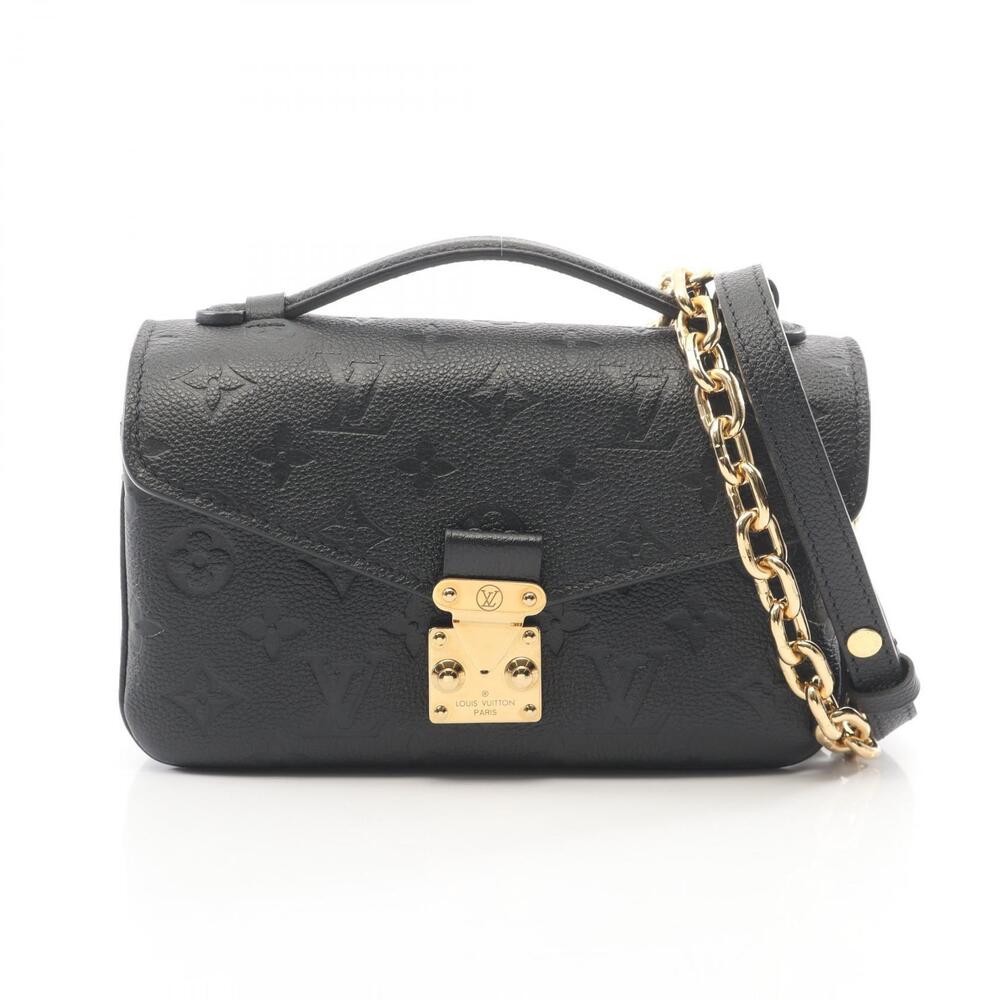 Louis Vuitton Pochette Metis Ew Monogram Empreinte Top Handle Bag Leather Black